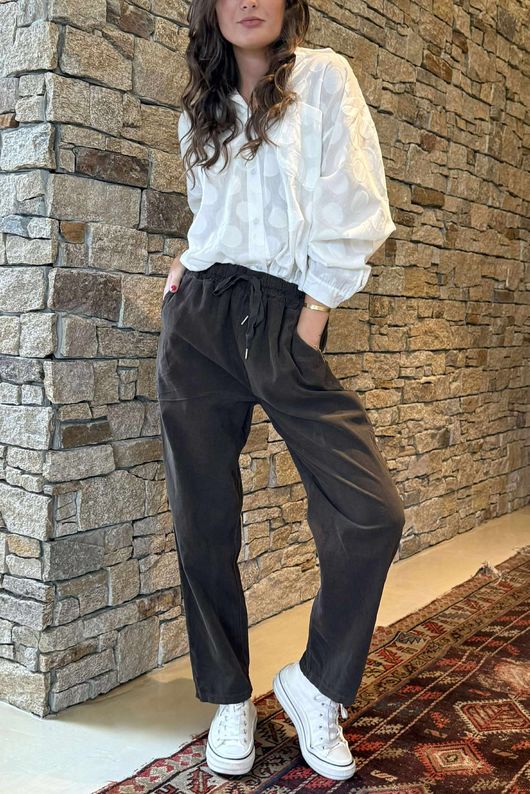 Made in Italy Baby Cord Classic Slim Jogger Chocolate